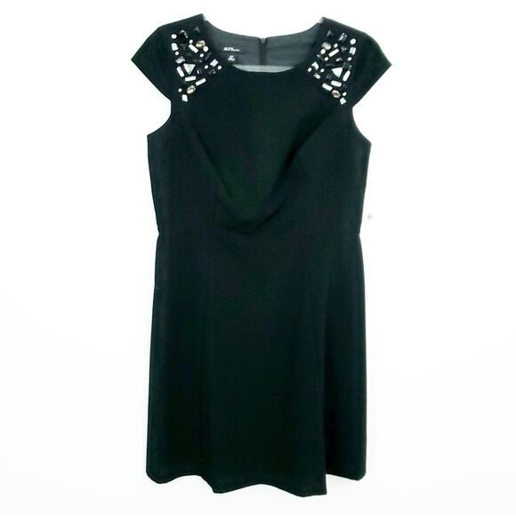 NEW ALYX Black Sheath Dress Jeweled Shoulders 12P Cocktail Party Petite Women - Picture 1 of 5